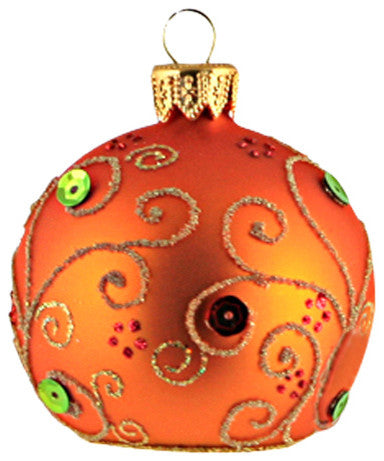 Jeweled Orange Cardholder Ornament, Small