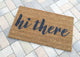 Hand Painted "Hi There" Script Welcome Mat, Amazon Dark Green