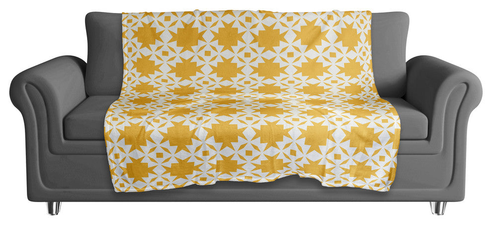 Folk Southwestern Pattern in Yellow Fleece Blanket