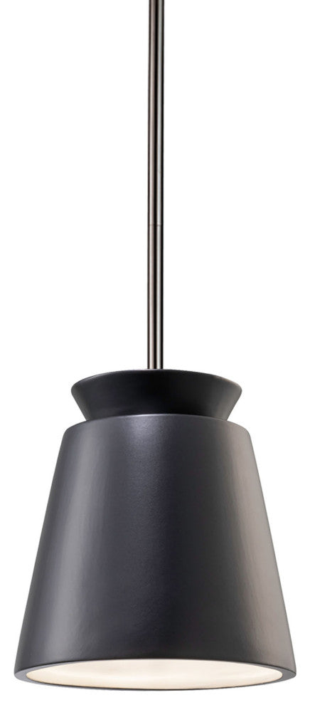 Small Trapezoid Pendant, Carbon Matte Black, Brushed Nickel, Incandescent