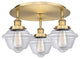 Oxford-3 Light 18" Flush Mount-Brushed Brass, Clear Glass Shade