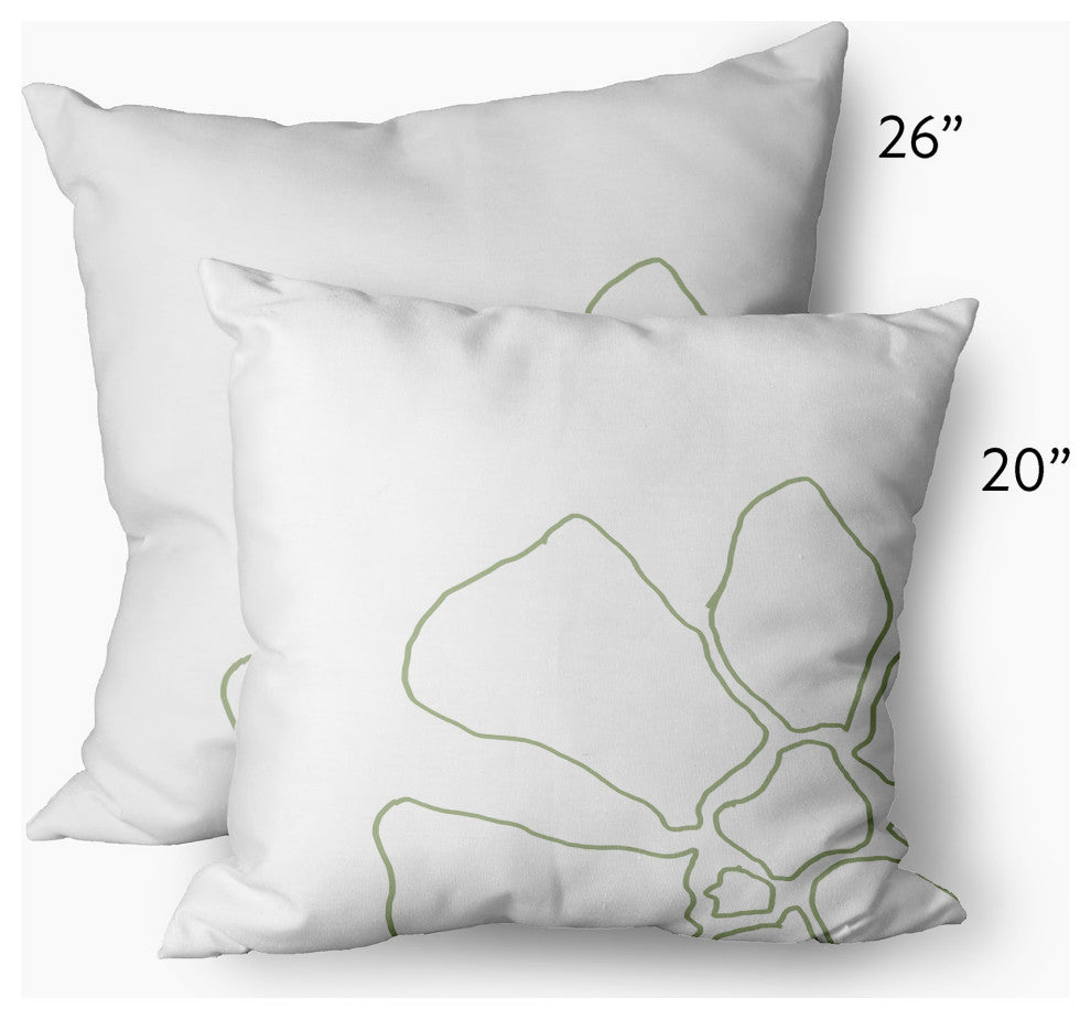 Petal Lines Decorative Throw Pillow, Green/White, 26x26"