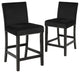 Kate 40 Inch Wooden Counter Height Chair with Velvet Seat, Set of 2, Black