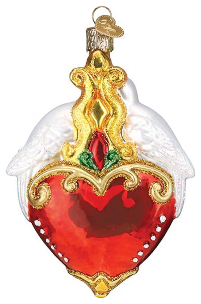 Two Turtle Doves Christmas Holiday Ornament Blown Glass