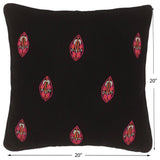 Boho Chic Flint Hand Embroidered Italian Velvet Pillow