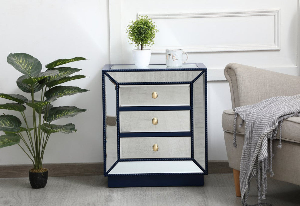 Elegant MF53016BL 21"Mirrored Chest, Blue