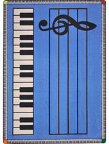 Kid Essentials Rug, Play Along, Blue With Keys, 7'8"x10'9"
