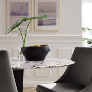Zinque 40" Round Terrazzo Dining Table, Gold White