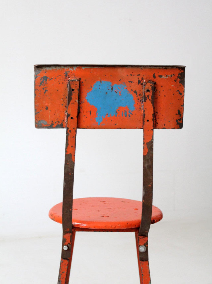 Consigned, Vintage Orange Industrial Stool