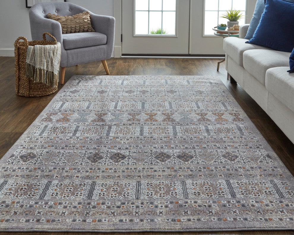 Weave & Wander Edwardo Southwestern Tribal Rug, Orange/Gray, 1'-8" X 2'-10" Rug