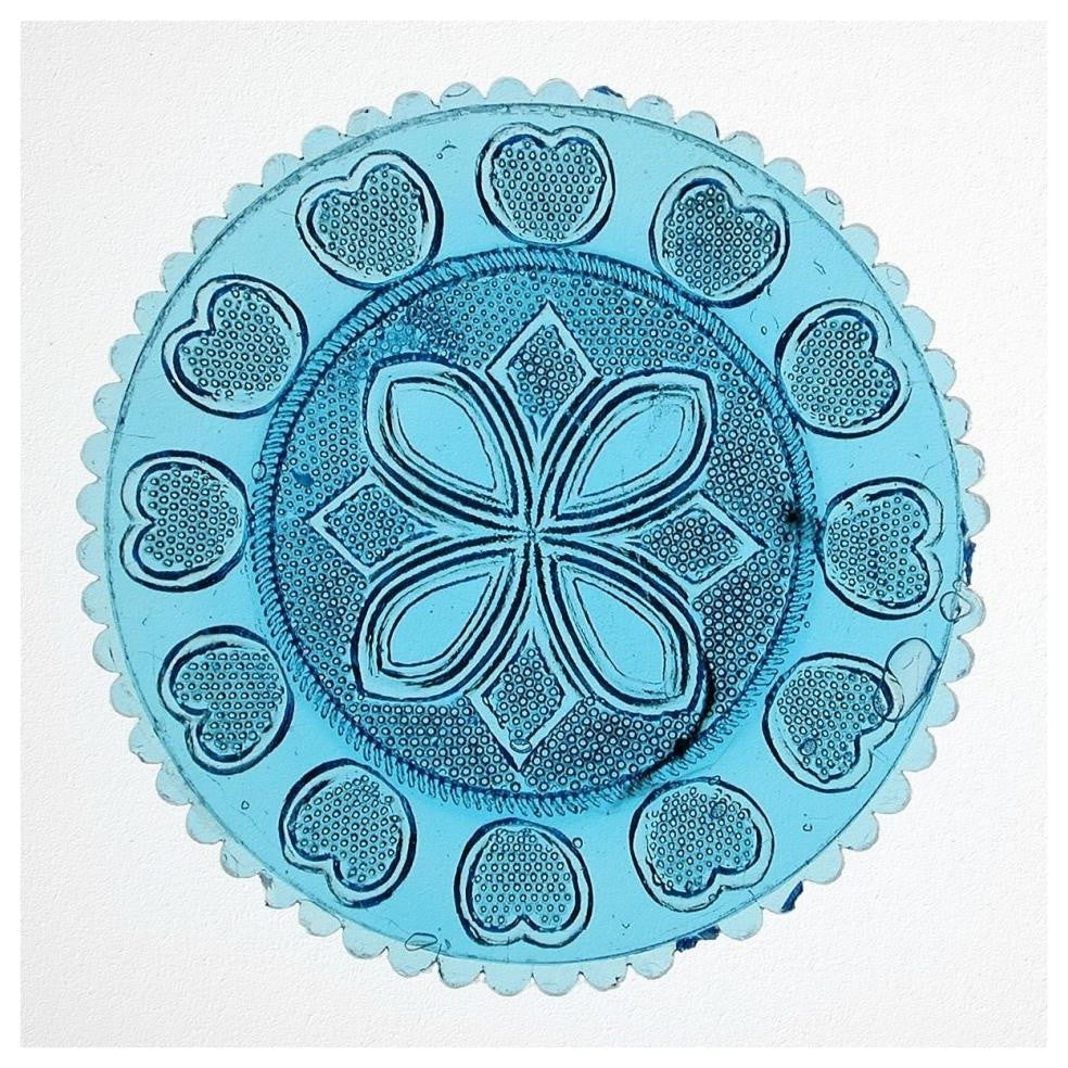"Blue Pressed Glass Plate" Print 19th Century American Glassmaker, 38"x38"
