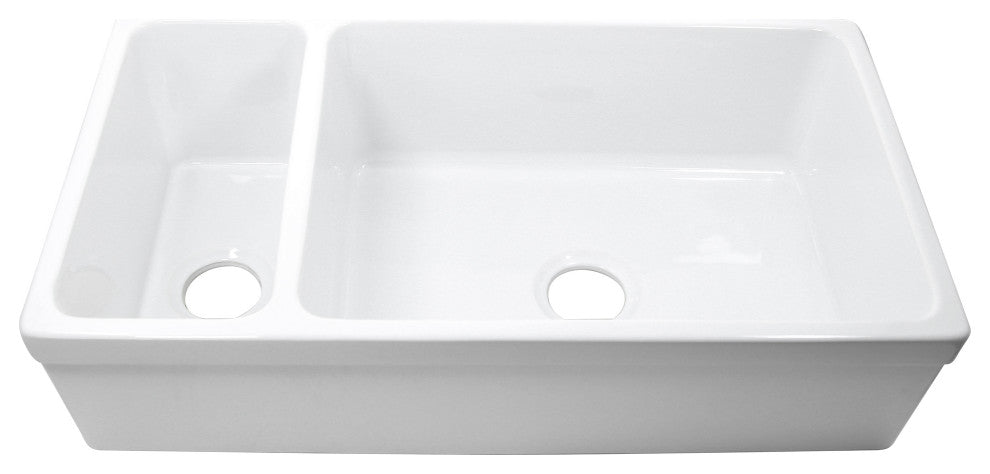 90/10 Reversible Double Bowl Italian Fireclay Farmhouse Sink