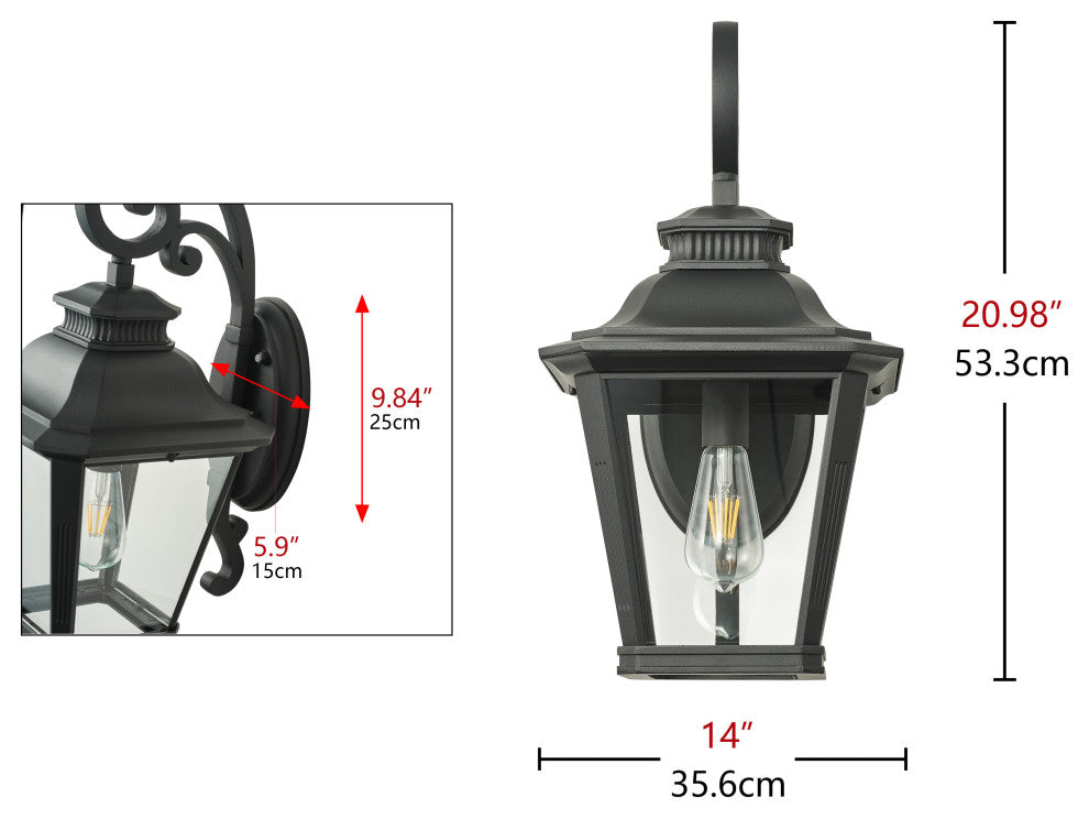 Black 1-Light Outdoor Dusk to Dawn Glass Shade Wall Light