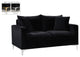 Naomi Velvet Upholstered Loveseat, Black
