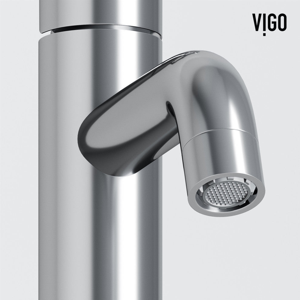 VIGO Ruxton 8" H Single Handle Single Hole Bathroom Faucet, Chrome, Without Extras