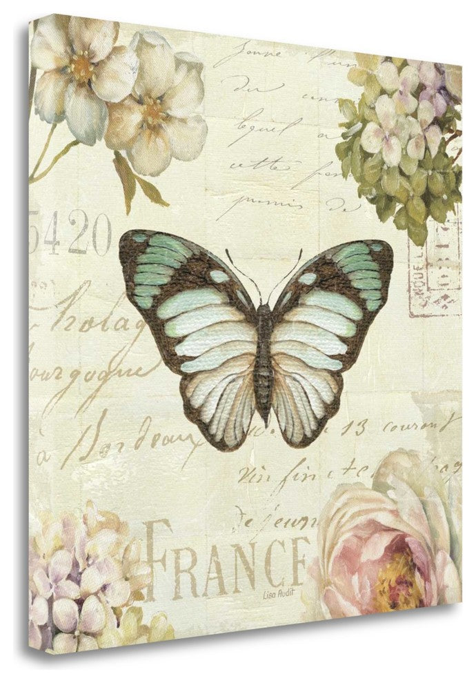 "Marche De Fleurs Butterfly II" By Lisa Audit, Giclee on Gallery Wrap Canvas