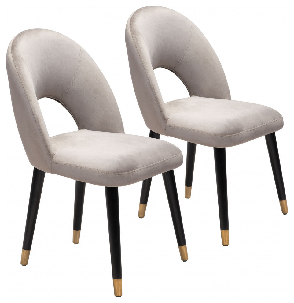 Set of Two Gray Thick Loop Back Dining Chairs