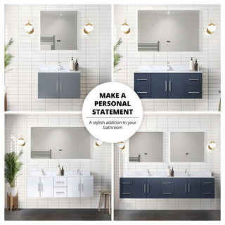 Geneva Transitional Navy Blue 72" Double Vanity Set