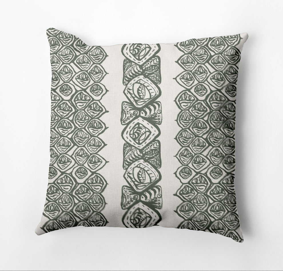 Central Comb Outdoor Pillow, Green, 20"x20"