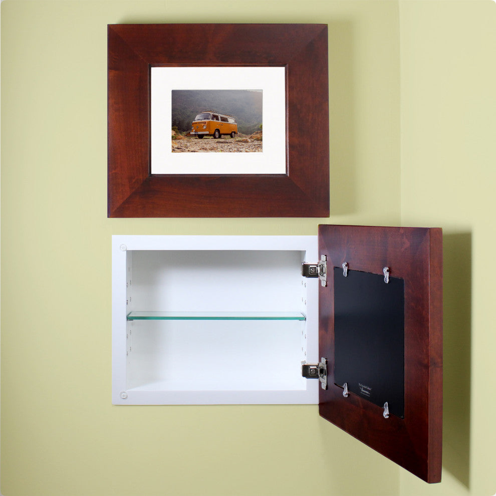 Landscape Recessed Concealed Medicine Cabinet, 14"x11", Espresso