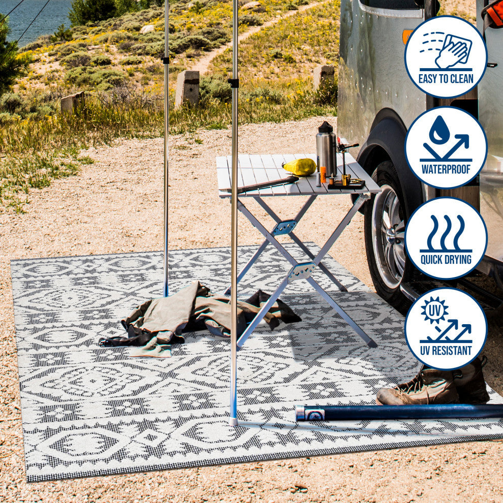 Citta High-Low Pile Mediterranean Tile Indoor/Outdoor Runner Rug