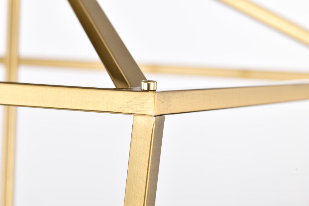 4-Light 16 in. Gold Caged Lantern Modern Pendant