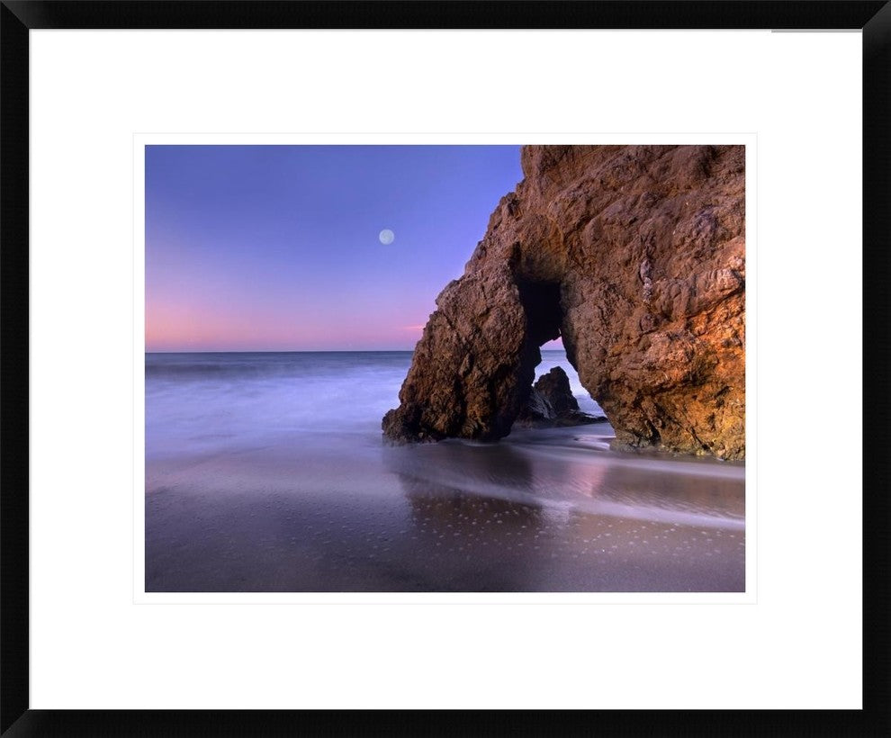 Sea Arch and Full Moon Over El Matador State Beach, Malibu, California, 22"x18"