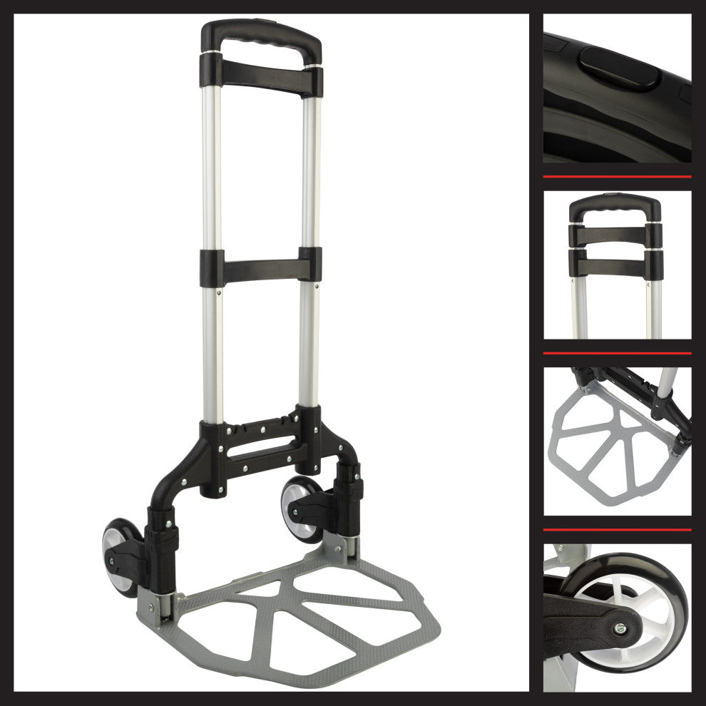 Folding Hand Dolly Cart With 154lb Capacity Lightweight and Compact Aluminum