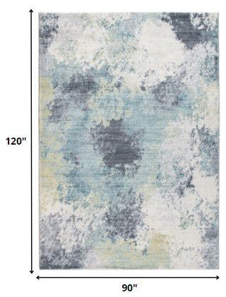 8"x10" Gray Distressed Marble Area Rug