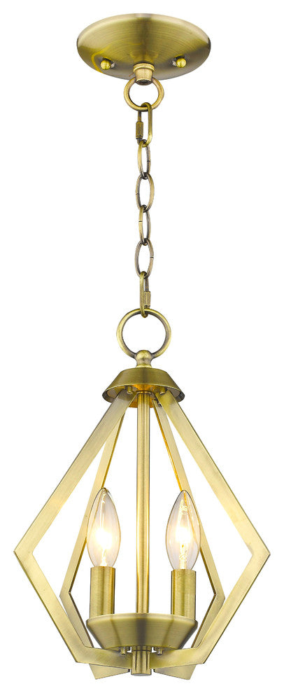 Prism 2-Light Mini Chandelier/Ceiling Mount, Antique Brass