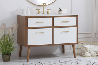 Blake 42" Bathroom Vanity, White With Backsplash