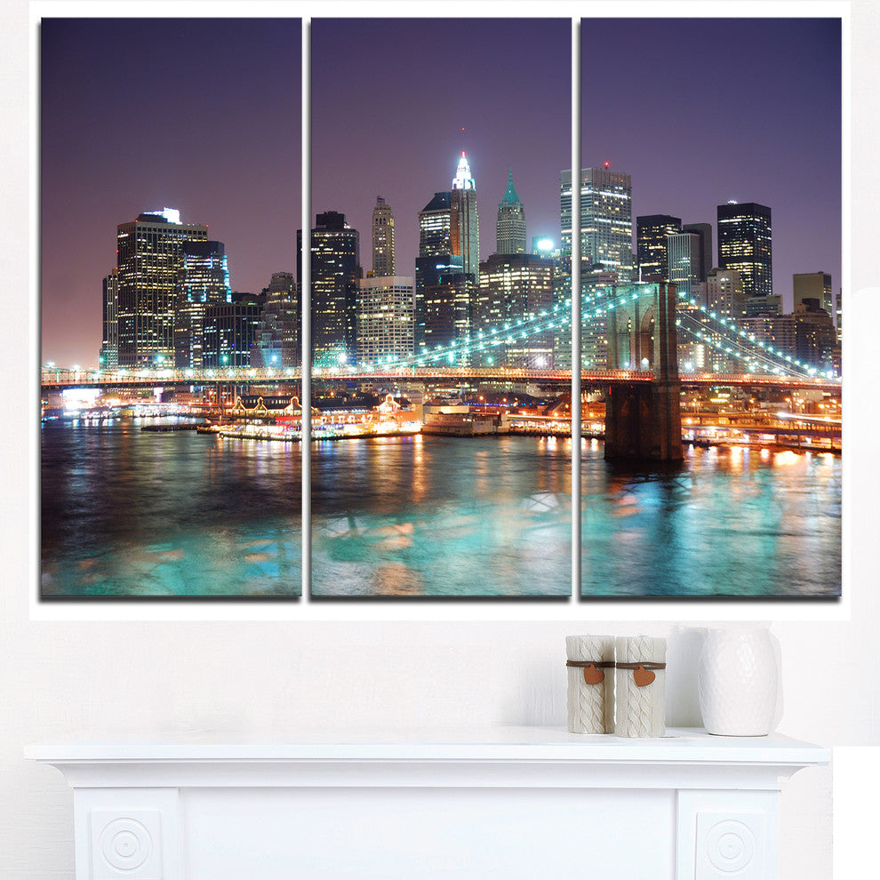 "New York City Manhattan Skyscrapers" Metal Wall Art, 3 Panels, 36"x28"