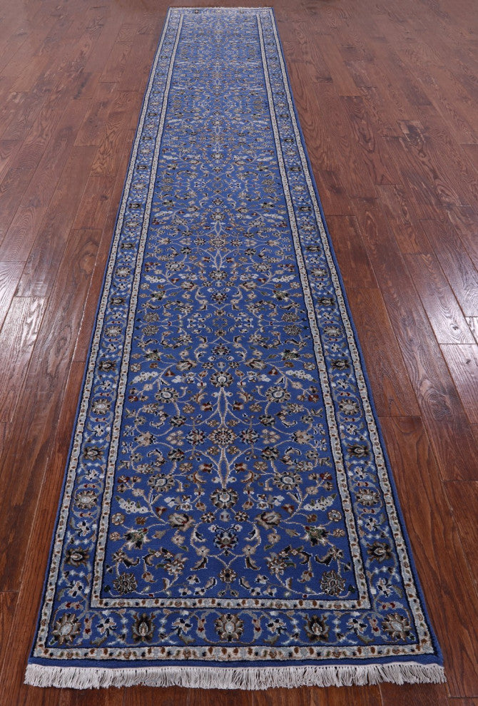 2' 9" X 15' 8" Runner Persian Nain Handmade Wool and Silk Rug Q11635
