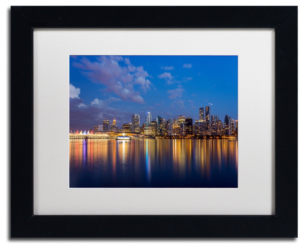 Pierre Leclerc 'Vancouver Twilight' Matted Framed Art, Black Frame, White, 14x11