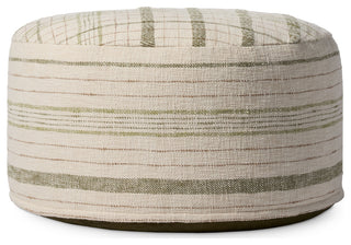 Chris Loves Julia x Loloi Wallace Cream 36"W x 36"D x 17"H Round Pouf