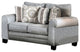 Fabric Loveseat with Tapered Legs Design, Blue Gray