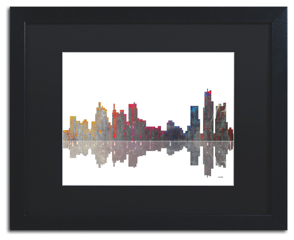 'Boston, Massachusetts Skyline' Matted Framed Canvas Art by Marlene Watson