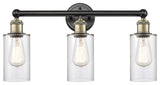 Clymer 3-Light 22" Bath Vanity Light, Black Antique Brass, Clear Shade