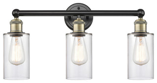 Clymer 3-Light 22" Bath Vanity Light, Black Antique Brass, Clear Shade