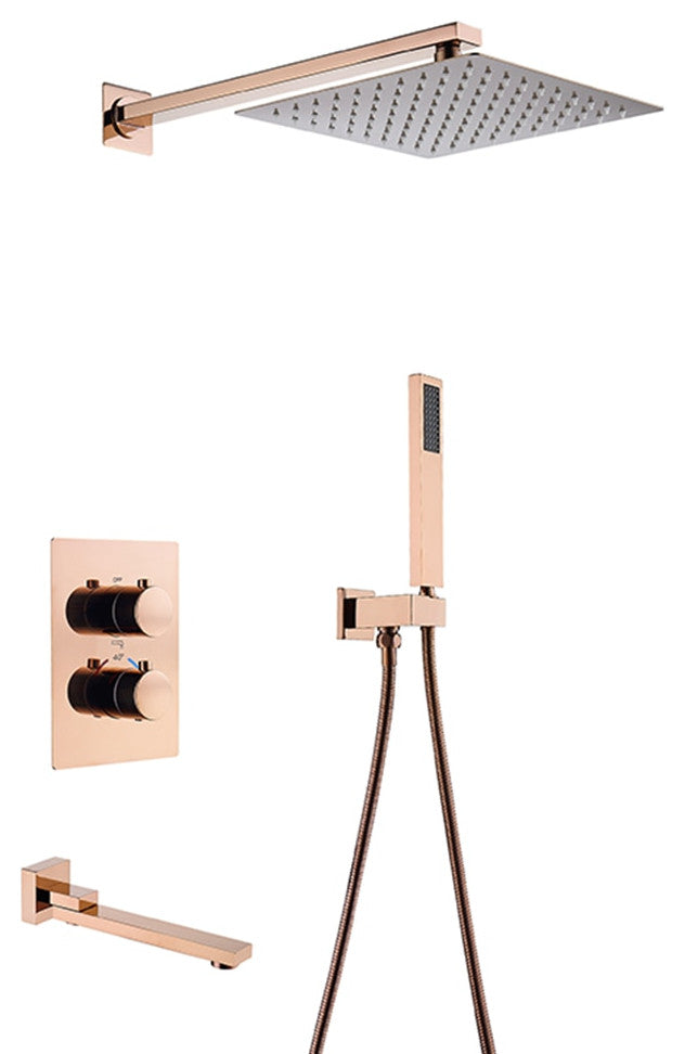 Wasser™ Rose Gold Complete Shower System With Bathtub Filler