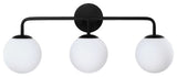 26.3in. W 3-Light Black Vanity Light With Globe Shades