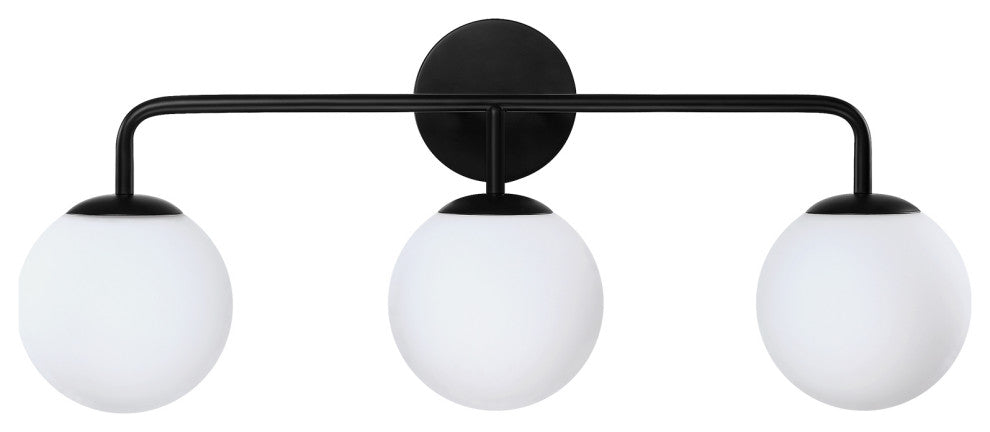 26.3in. W 3-Light Black Vanity Light With Globe Shades