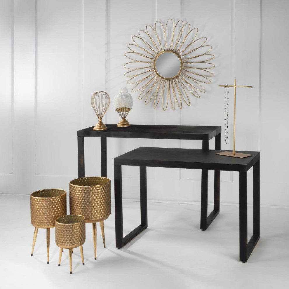 27" High Modern Black Metal Table