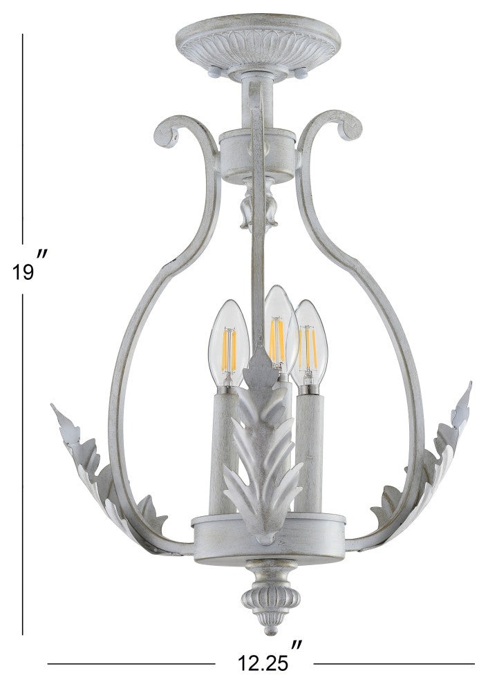 Austen 12.2" Metal Led Semi-Flush Mount, Antique White