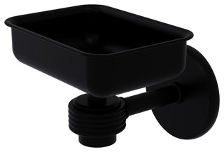 Satellite Orbit One Wall Mount Soap Dish With Groovy Accents, Matte Black