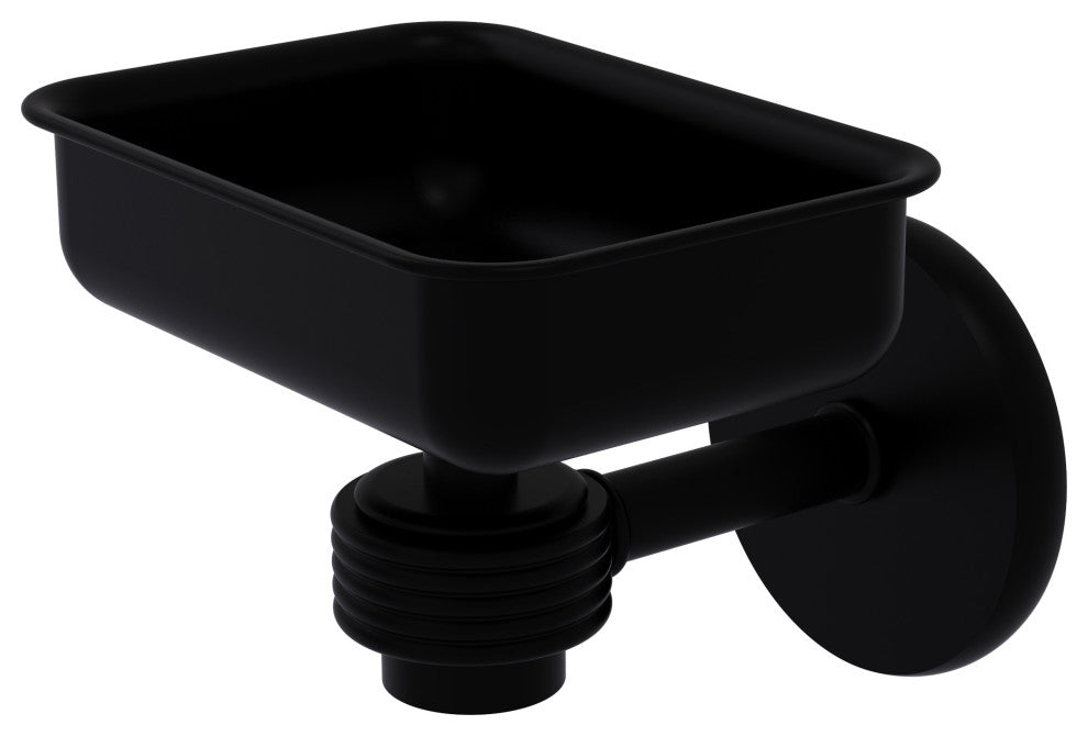 Satellite Orbit One Wall Mount Soap Dish With Groovy Accents, Matte Black