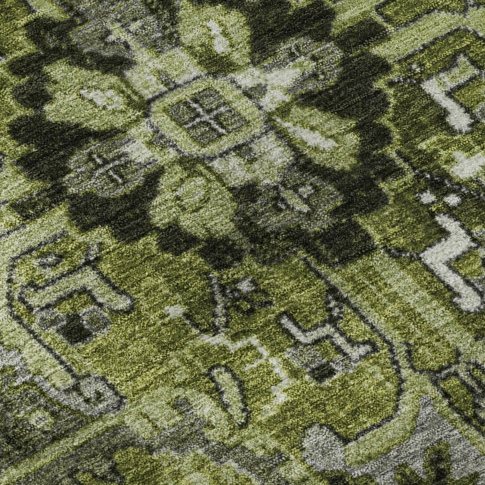 Premium Machine Washable Mayfield AMF570 Olive 3' x 5' Rug