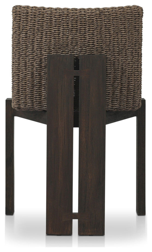 Roxy Outdoor Dining Chair Faux Dark Hyacinth, Stained Saddle Brown Fsc