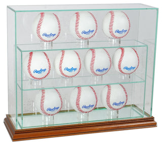 10 Baseball Upright Display Case, Walnut