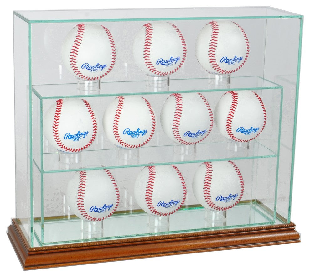 10 Baseball Upright Display Case, Walnut